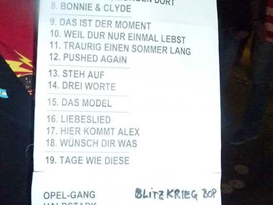 Setlist MMG Düsseldorf 13.05.2012