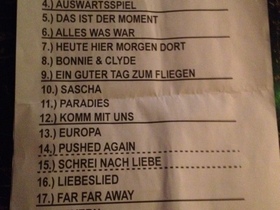 Setlist Bremen 10.05.2013
